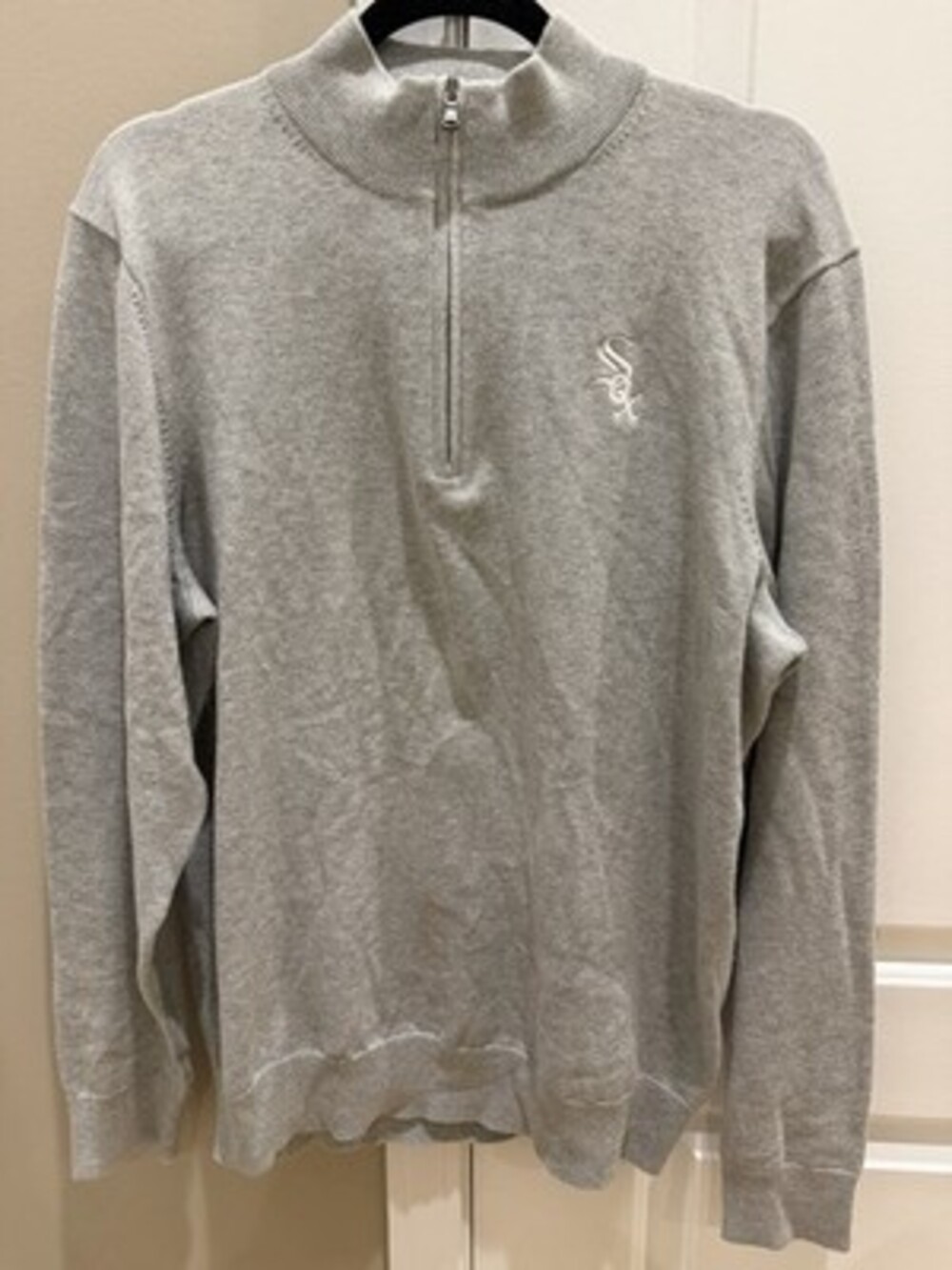 Vineyard Vines Chicago White Sox MLB Quarter-Zip Cotton Sweater Lite Grey Size M